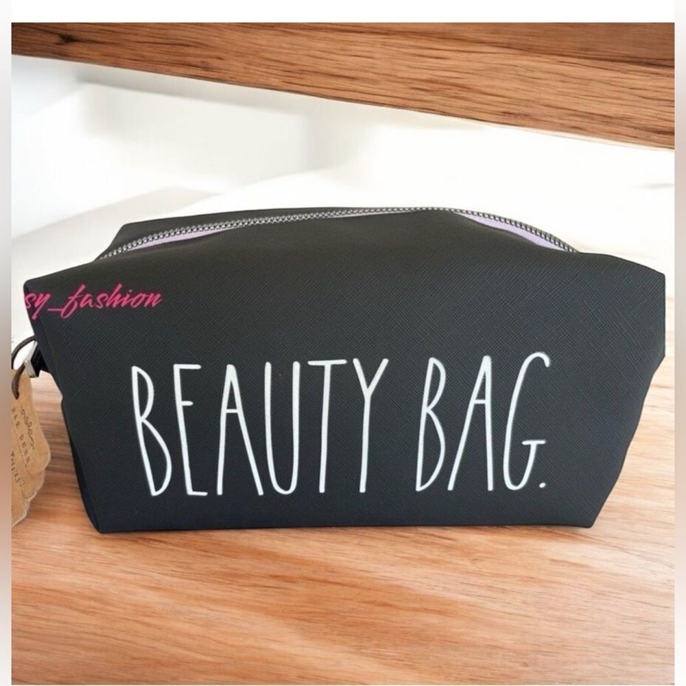 Rae Dunn Beauty Bag Black Cosmetic Makeup Case NWT Travel Organizer - Picture 2 of 5